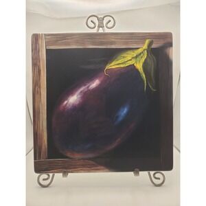 Vtg Certified International Fruit Gallery Eggplant Plate Jay Mercado 10" Square